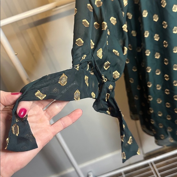 Calvin‎ Klein Size 8 Dark Green Patterned Long Sleeve Dress - Picture 4 of 11